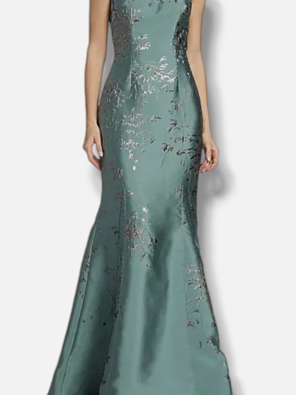 Rene Ruiz Collection Women's Green Embroidered Floor-Length Gown Dress Size 4